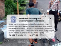 Tidak Gunakan Helm Saat Berkendara, Sat Lantas Polres Parepare Sebut Aturan Yang Dilanggar Beserta Sanksinya