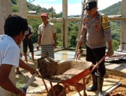 Memupuk Budaya Gotong Royong, Polres Tana Toraja Bantu Warga bangun Rumah