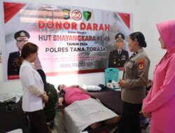Polres Tana Toraja Gelar Bakti Kesehatan Donor Darah, Sambut HUT Bhayangkara Ke 78