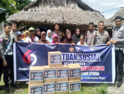 Personel Sat Lantas Polres Lutra Bagikan Bantuan Sosial di Desa Radda dan Salulemo dalam Rangka Bulan Bakti Polantas 2024