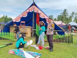 Jaga Keamanan, Bhabinkamtibmas Sambangi Perkemahan Pramuka di Mappedeceng